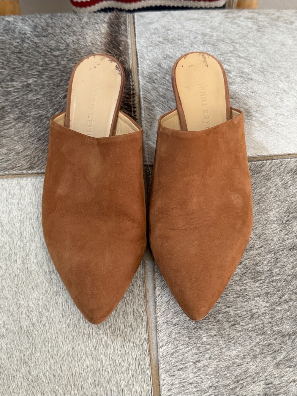 Jenni Kayne Pointed Toe Slip-On Mules in Brown Suede